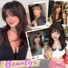 Eawwii Wig with Bangs for Women Brown Blonde Highlight Straight