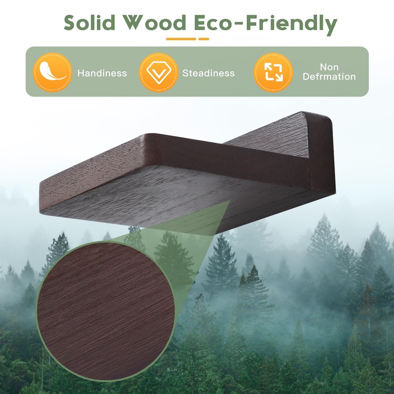 PHOENANCEE Small Floating Shelves for Wall, Set of 8, Wooden