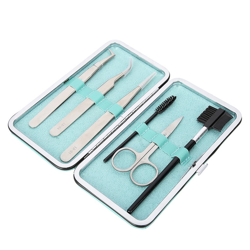 6pcs / Set Professional Eyelashes Extension Tool Kit Tweezers Scissors