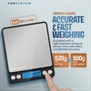PORTENTUM Digital Kitchen Scale 500g/0.01g - Food or Mail, Electronic,