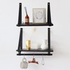FRIADE Wall Wood Floating Shelves,Multifunctional PU Leather Strap Storage Shelves,Storage