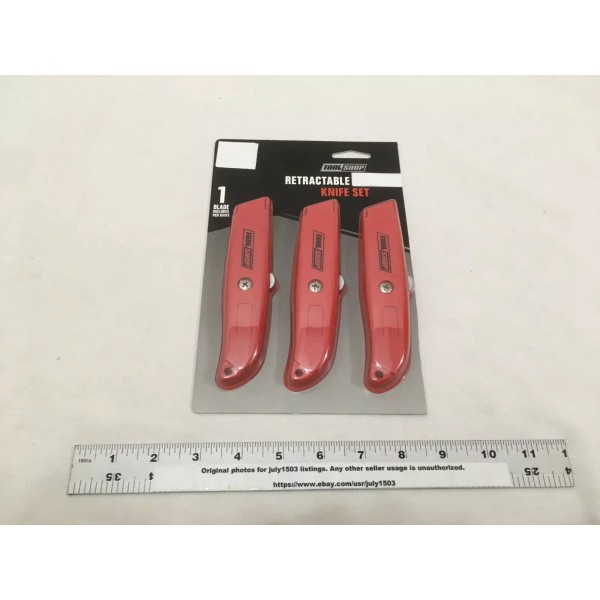 Tool Shop (3) NEW Tool Shop Retractable Utility Knives RED