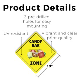 Candy Bar Plastic Crossing Sign - 10 Inch X 10 Inch Xing Sign Gift Chocolate Snack Sweet Treat Wrapper Dessert Sugar Energy Fun Kids