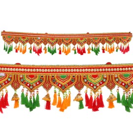 Toran Bandanwaar Decoración tradicional para colgar en la pared, puerta del hogar, templo, festival, función de boda, decoración y regalo (diseño-1)
