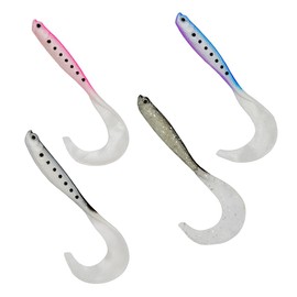 MEXRUMI Pack of 4 Rubber Fish Pike and Zander with Twister Tail 12 cm 6G, with Hook Pockets for Offset Hooks and Standard Jig Heads, Rubber Fish for Pike, Zander Bait, Pike Bait, Rubber Fish Zander