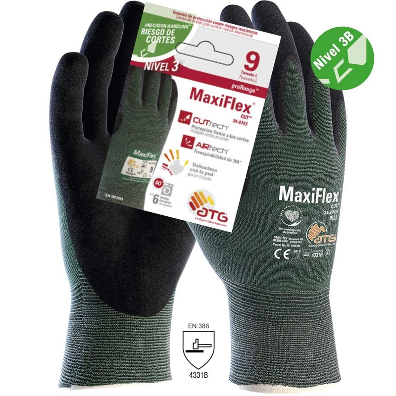 ATG 34-8743 Maxiflex® Cuttm cut protection glove Level 3B, gray