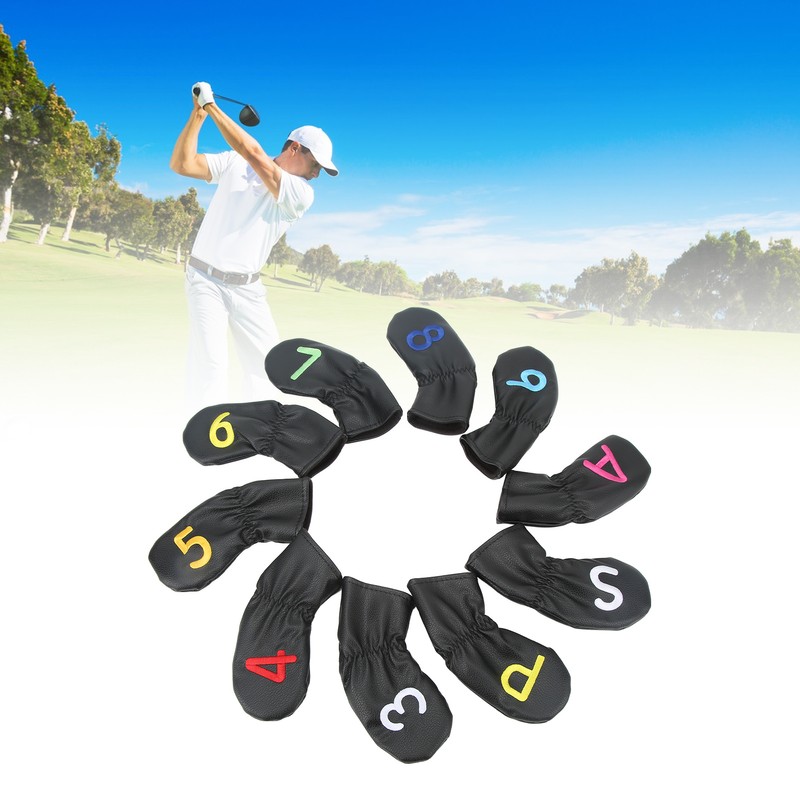 10Pcs Golf Head Cover Club Headcover Waterproof PU Elastic Closing