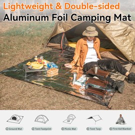 HIKEMAN Aluminium Sleeping Mat, Foam Mats, Heat Insulating, Aluminium Foil, Foldable Tent Mat, Floor Mat, Thermal Mat, Aluminium Foil Mat for Camping, Yoga, Sports (125 x 200 cm)