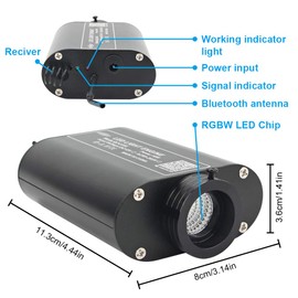 CHINLY 16W 550pcs 13.1ft 0.03in Bluetooth APP/Remote RGBW LED Fiber Optic Star Ceiling Lights Kit +Adapter+Cigarette Lighter for Car/Home Theater