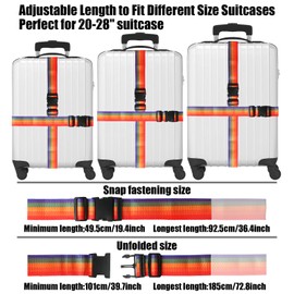 Widisun Luggage Straps 4 Pcs Closure Baggage Security Straps Adjustable Luggage Suitcase Straps Set Reinforced Heavy Duty Luggage Straps Colorful Suitcase Baggage Security Straps for Travel Case