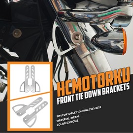 HCmotorku Motorcycle Front Tie Down Bracket Front Fork Trailer Holder Fit for Harley Touring Electra Glide Road King Street Road Glide Tri Glide 1993-2023 (Chrome)