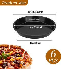 WENLISELL 6 Pack 8 Inch Pizza Baking Trays for Oven Non Stick, 20cm Round Pizza Pan, Deep Carbon Steel Pizzas Oven Trays for Baking