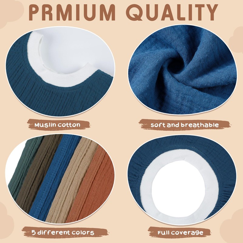 Newwiee Large Muslin Pullover Baby Bibs Full Coverage Toddler Slip