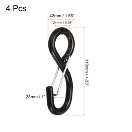 MECCANIXITY Ratchet Strap S Hook with Latch Load 1763 Lbs for 1" Tie Down Strap Webbing Car Truck Trailer Pack of 4