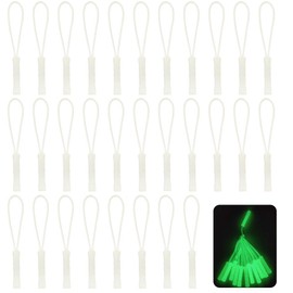 CABODYALS 1 Box 30PCS White Upgraded Zipper Pull Replacement Tab Tags Luminous Glow in The Dark Premium Extension Cord Fixer Plastic Zip Puller Helper for Jacket Luggage Handbags Backpacks Purses