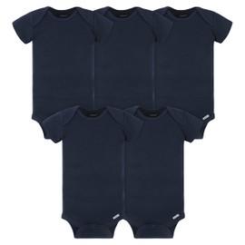 Gerber Baby 5-Pack Solid Onesies Bodysuits, Navy, 0-3 Months