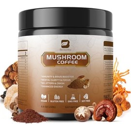 B BEWORTHS 250 g de café con hongos - Café instantáneo en polvo con hongos melena de león, reishi, chaga, cordyceps y cola de pavo - Café alternativo