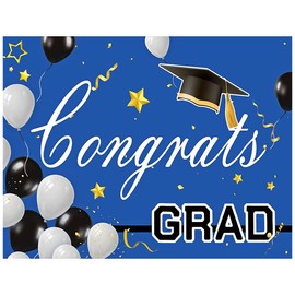 YYNXSY Graduation Decoration 2024 Congratulations Graduation Banner Graduation Photography Background Banner Graduation Party Background Banner Prom Photo Booth Banner, 8X6FT(Blue) YY-9002