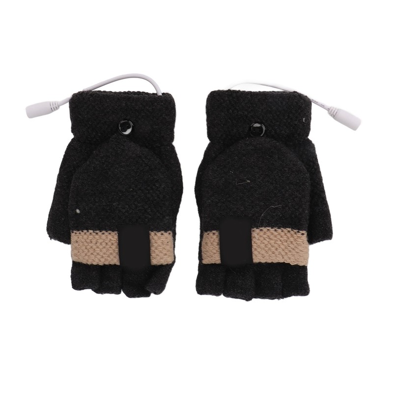 USB Heated Gloves Full and Half Fingers Washable Knitting Electric