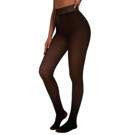 Lecieldusoir Women's Fleece Lined Tights Deep Thermal Pantyhose Fake Translucent Tights Warm Sheer Thick Leggings for Winter