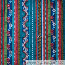 Michael Miller Fabrics BonEful Fabric FQ Cotton Quilt Rainbow Asian Fan Flower Calico Stripe Bohemian S