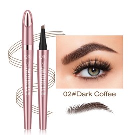 2024 New Magic Eyebrow Pencil with 4 Micro-Fork Tip Long-lasting Waterproof Eyebrow Pen and Smudgeproof Brow Pen,Creates Natural Looking Defined Eyebrows(Dark Brown)