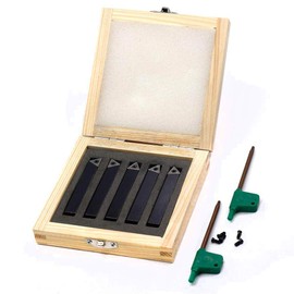 OSCARBIDE 3/8"Mini Indexable Carbide Lathe Turning Tool Holder, Metal Lathe Tools Inserts Bits with Carbide Inserts TCMT110204(TCMT21.51),5 Pieces/Set