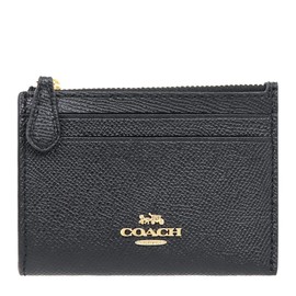 Coach F88250 Wallet (Coin Case) Leather Mini ID Key Ring, Skinny 2, Women's, Outlet Product, Brand, Parallel Imported, Black
