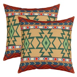 Tribal Western Decorative Pillow Covers 24x24 Inch Set of 2 Ethnic Aztec Throw Pillow Covers Rustic Farmhouse Oriental Pattern Pillow Covers Retro Mexican Style Geometric Diamond Arrow Cushion Covers