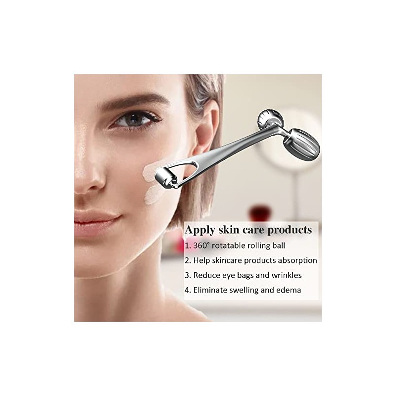 Face Roller and Gua Sha Set, Metal Face Massager Gua