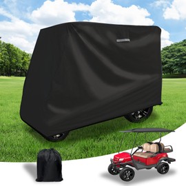 Tecoom Golf Cart Cover 2/4 Passenger, All Weather Outdoor Heavy Duty Rain Enclosure, 300D Waterproof Durable Oxford Fabric with Zipper Doors, Windproof Buckle Universal Fits for Yamaha EZGO Club Car
