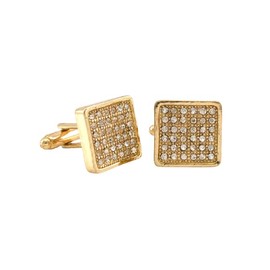 Blingforfun Elegant Vermeil Square CZ Gold Tone Cufflinks Gift Boxed
