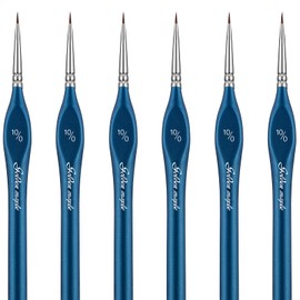 Minaniature Paint Brushes, 6-Piece Fine Detail Paint Brushes Set, 2/0 Small Painting Brushes for Acrylic, Watercolour, Oil, Model, 40k, Citadel, Figurine, Green