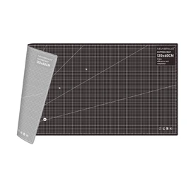 NEWBRAUG 23'' × 47'' Large Self Healing Cutting Double Sided 5-Ply Mat, Big Cutting Board for Rotary Cutting, Quilting, Sewing, Craft, Fabric & Scrapbooking(Gray/Black)