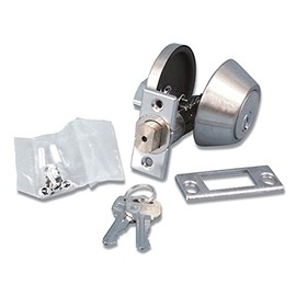 Valterra L32CS3008 Stainless Steel Single Cylinder Deadbolt - 5/8" Latch, Silver