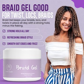 Tender Tangles Braid Gel for Cornrow, Loc and Twist Style, Strong Hold, Aleo Vero scent 8.8 Fl.oz