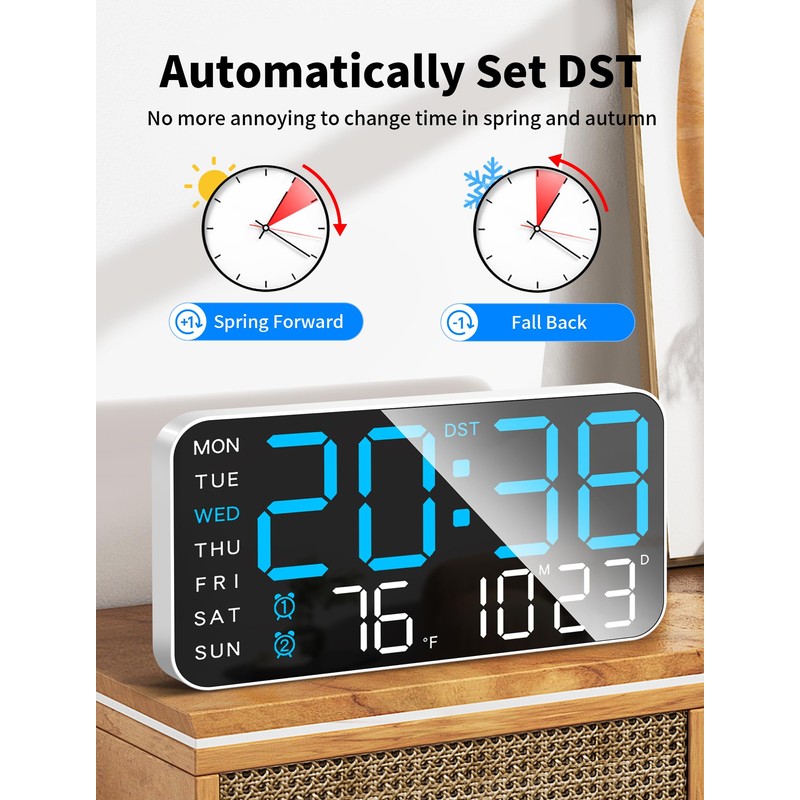 MASHI 8.4''Large Digital Wall Clock, Led Alarm Clock with Big