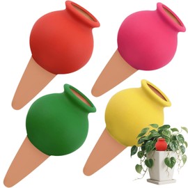 4 Pack Terracotta Watering Spikes, Self Watering Globes, Slow Release Self Watering Planter Insert, Plant Watering Globes for Indoor and Outdoor Plants