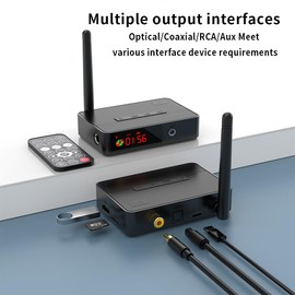 eppfun Bluetooth 5.3 Receiver for Home Stereo, Audio Bluetooth to RCA Adapter for Stereo Speakers/Streaming Stereo System, RF Remote Control, NFC/Optical/Coaxial/RCA/Aux/TF Card/Udisk