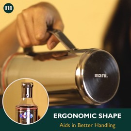 MARU Stainless Steel Olive Oil Dispenser can for Kitchen - Set of 2, 34 oz Each Cooking Oil and Vinegar Dispenser Bottle Set, Olive Oil Container With Spout, Stainless Steel Oil Cruet Bottles