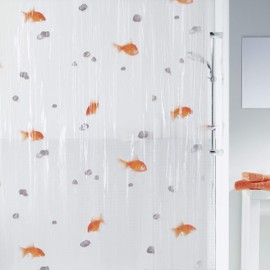 Spirella Anti-Mould Goldfish Shower Curtain, Anti-Bacterial, Washable, Waterproof, Vinyl, 180 x 200 cm, White