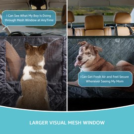comwish Dog Seat Cover, Waterproof Dog Car Seat Cover for Back Seat with Mesh Window Durable Scratchproof Nonslip Dog Car Hammock with Universal Size Fits for Cars, Trucks & SUVs