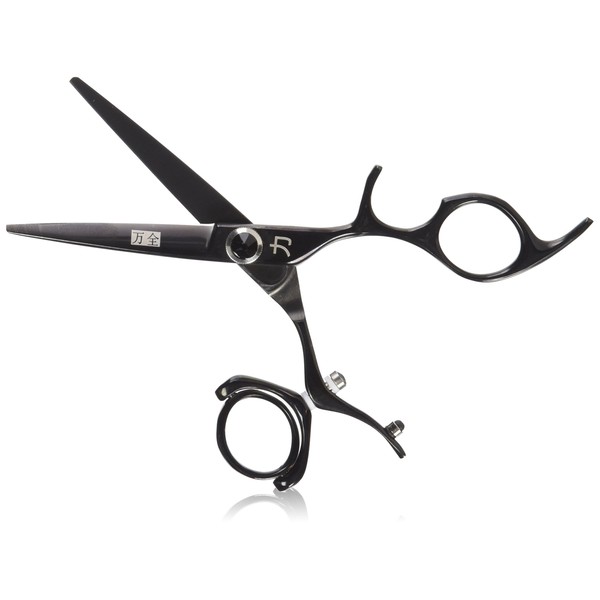 ShearsDirect Japanese 440 Stainless Steel Titanium Offset Double Swivel Handle Scissor, Black, 5.5 Inch, 4 Ounce