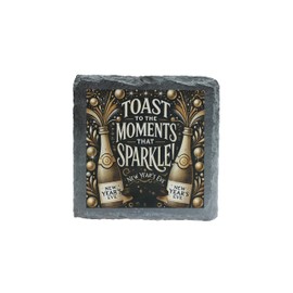 Toast to the Moments That Sparkle Slate Coaster – Elegant New Year's Eve Champagne Design (slco-ds24-toasteverg)