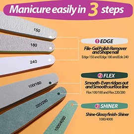 Teenitor Nail File Nail Buffer, 6 pcs Nail Files and Buffers for Natural Nails, Emery Boards for Nails, Nail Buffer and Shine Kit Nail Filer, Nail Buf