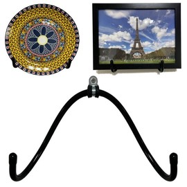 Wall Mount Metal Display Stand, Black Easel Plate Display Photo Holder Stand, Displays Picture Frames, Decorative Plates, Tablet and Art, Home Decoration, Come with Anchors and Screws.