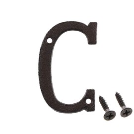 3 Inch House Letter, Home Address Letter, Vintage Cast Iron Home Letter Solid Metal Gate Mailbox Number, Matching Screws Included, Black Letter C