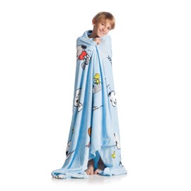 Kanguru Snoopy Decke, Polyester, HELLBLAUE Plaid, 130x170 cm