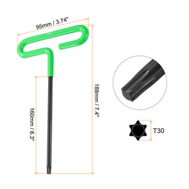 sourcing map T Handle Hex Key Wrench T30 Torx Star 6 Point T-Key Hexagon Wrenches Spanner Repair Tool with Cushion Grip