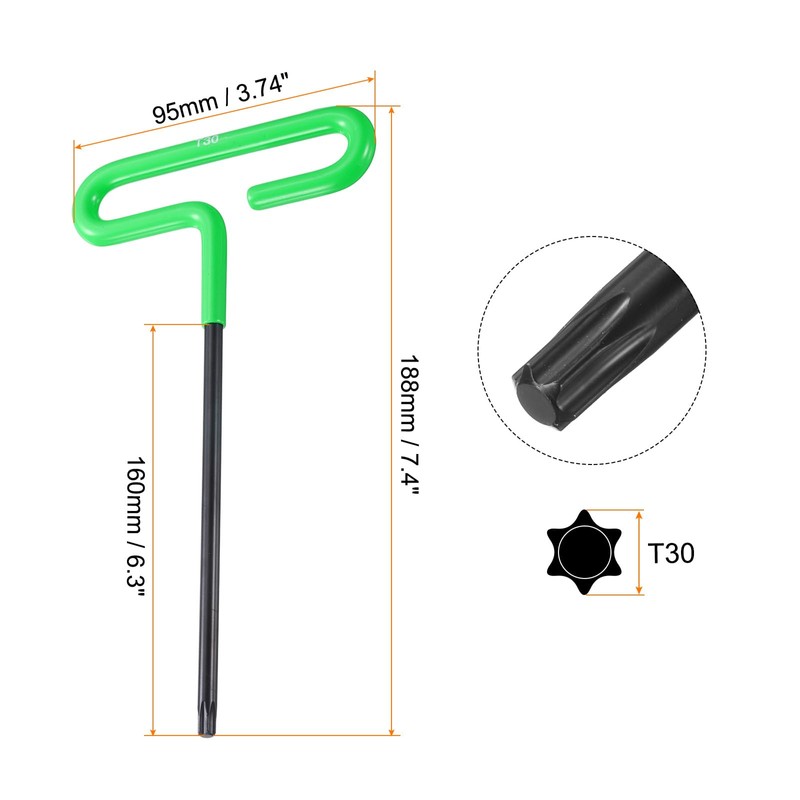 sourcing map T Handle Hex Key Wrench T30 Torx Star